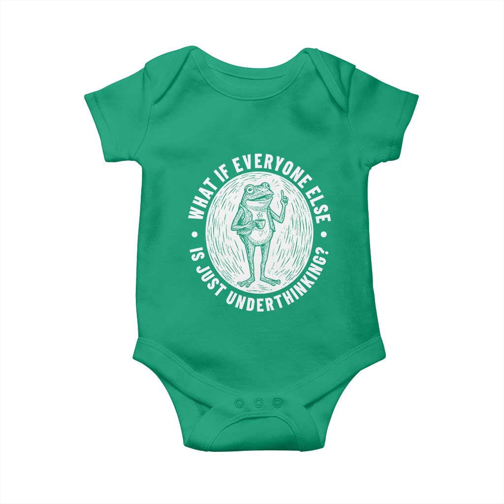 Funny Vintage Relaxed Frog Drinking Coffee Meme Baby Onesie Wish I Lacked Critical Thinking Skills You All Seem So Happy