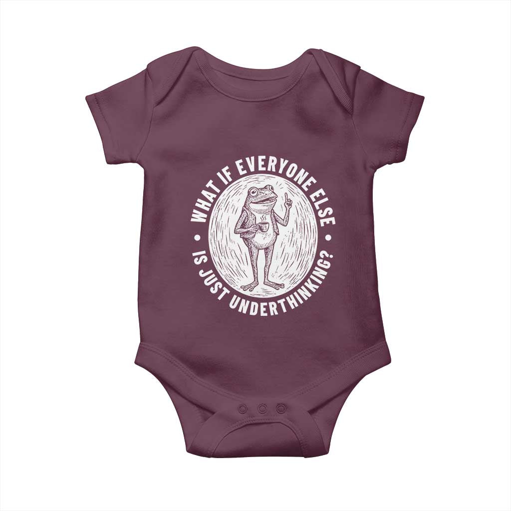 Funny Vintage Relaxed Frog Drinking Coffee Meme Baby Onesie Wish I Lacked Critical Thinking Skills You All Seem So Happy