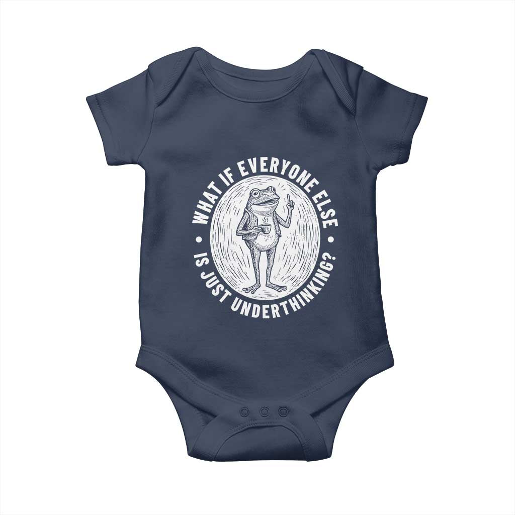 Funny Vintage Relaxed Frog Drinking Coffee Meme Baby Onesie Wish I Lacked Critical Thinking Skills You All Seem So Happy