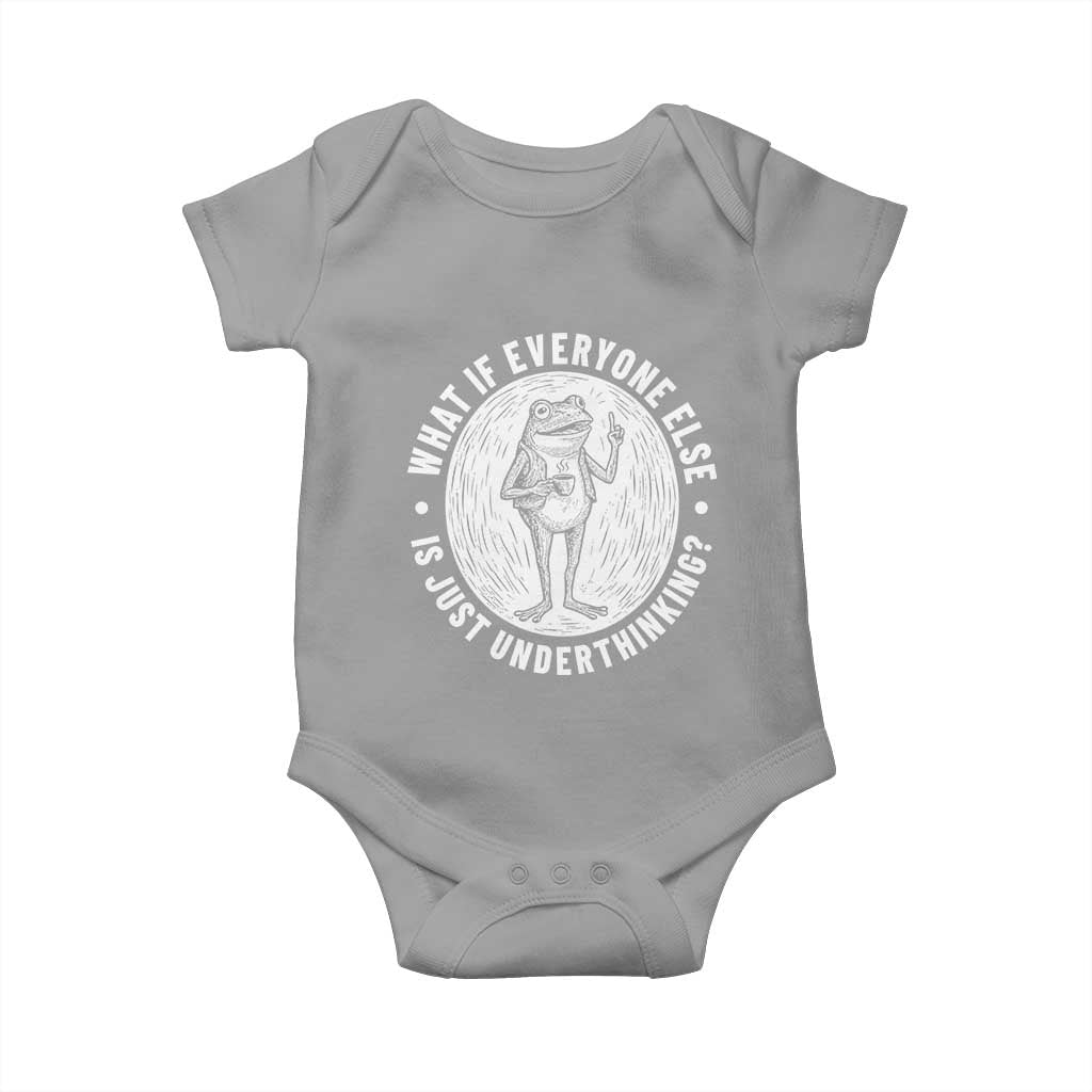 Funny Vintage Relaxed Frog Drinking Coffee Meme Baby Onesie Wish I Lacked Critical Thinking Skills You All Seem So Happy