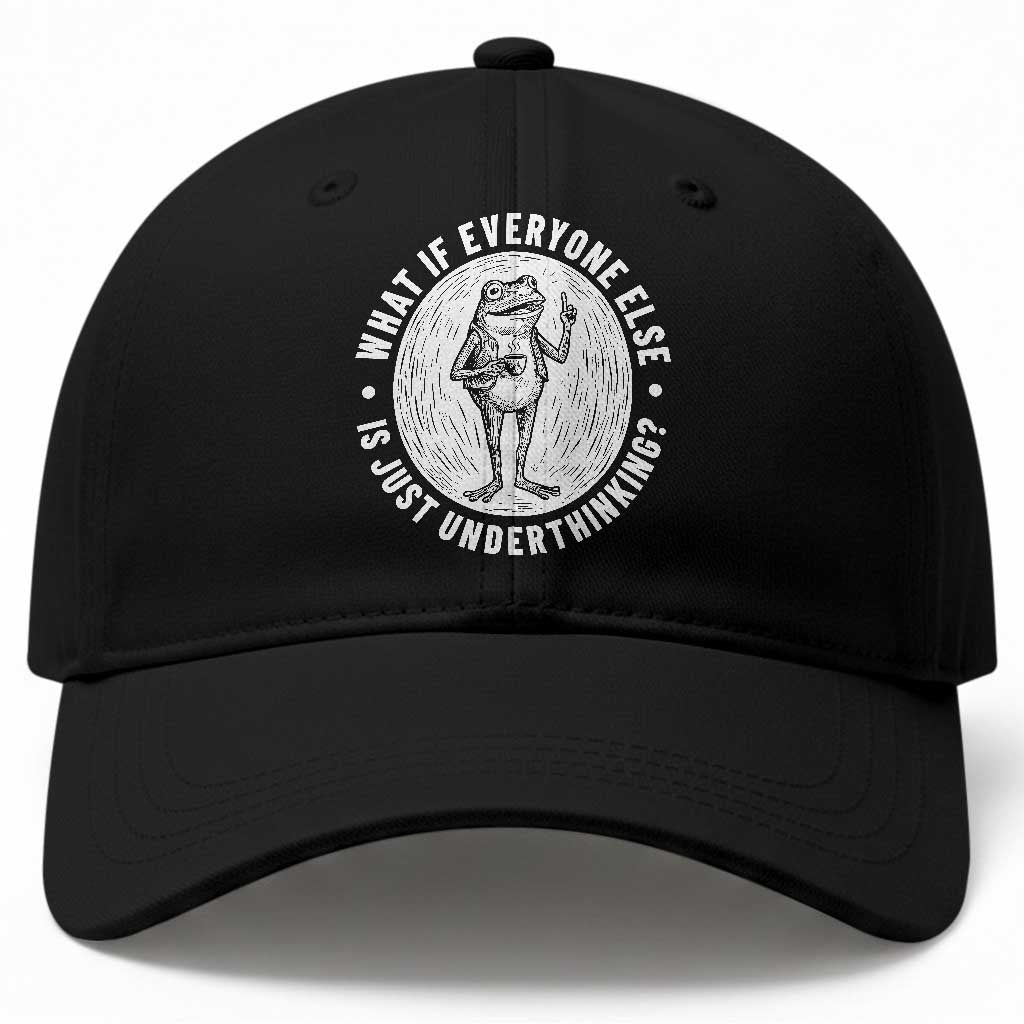 Funny Vintage Relaxed Frog Drinking Coffee Meme Baseball Cap Wish I Lacked Critical Thinking Skills You All Seem So Happy