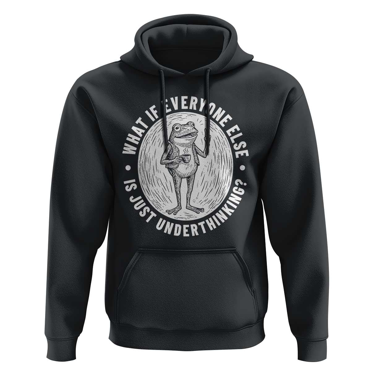 Funny Vintage Relaxed Frog Drinking Coffee Meme Hoodie Wish I Lacked Critical Thinking Skills You All Seem So Happy