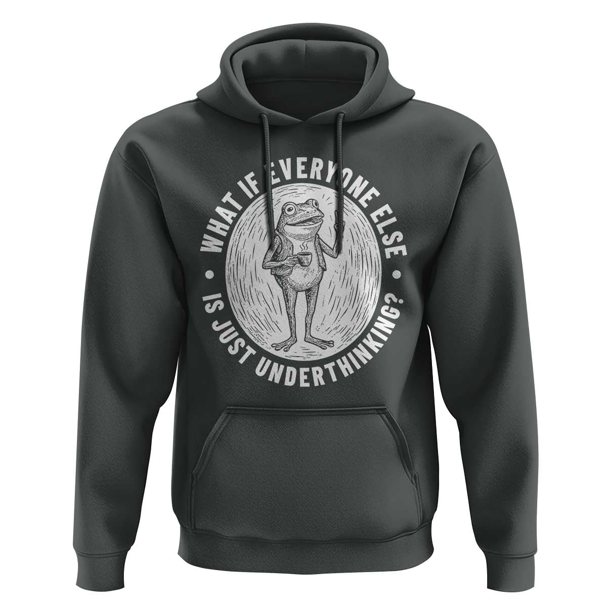 Funny Vintage Relaxed Frog Drinking Coffee Meme Hoodie Wish I Lacked Critical Thinking Skills You All Seem So Happy