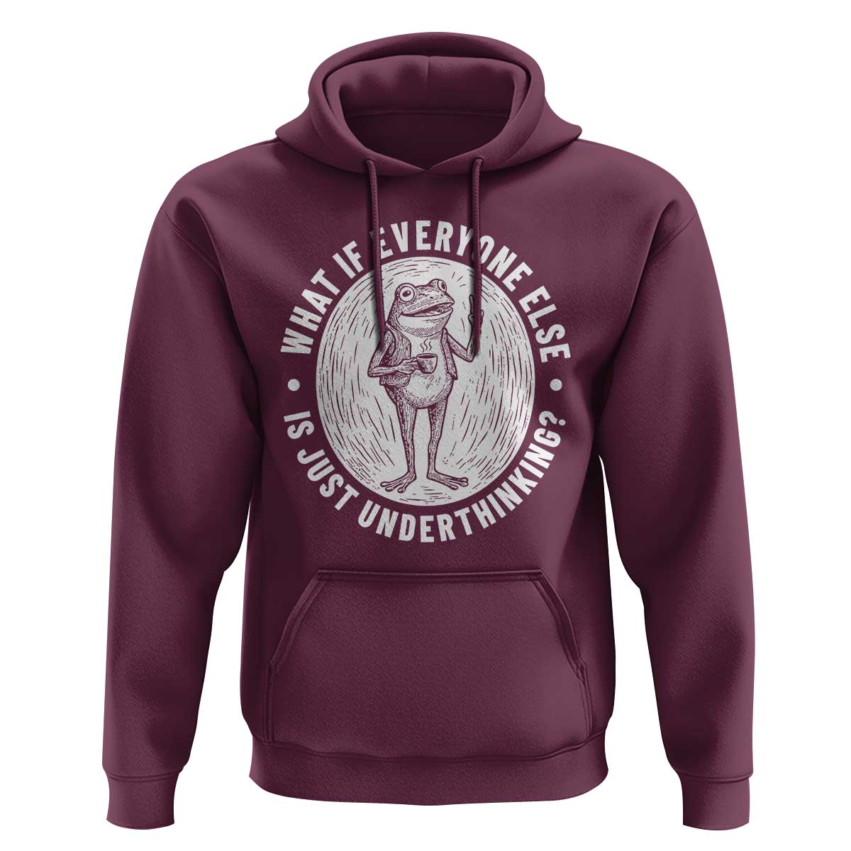 Funny Vintage Relaxed Frog Drinking Coffee Meme Hoodie Wish I Lacked Critical Thinking Skills You All Seem So Happy