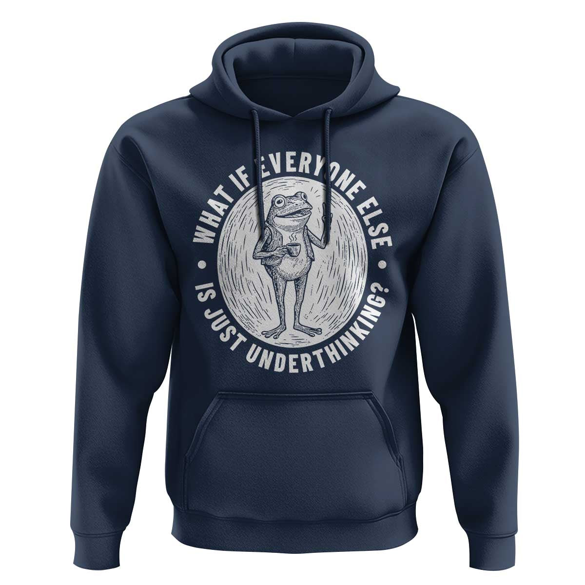 Funny Vintage Relaxed Frog Drinking Coffee Meme Hoodie Wish I Lacked Critical Thinking Skills You All Seem So Happy