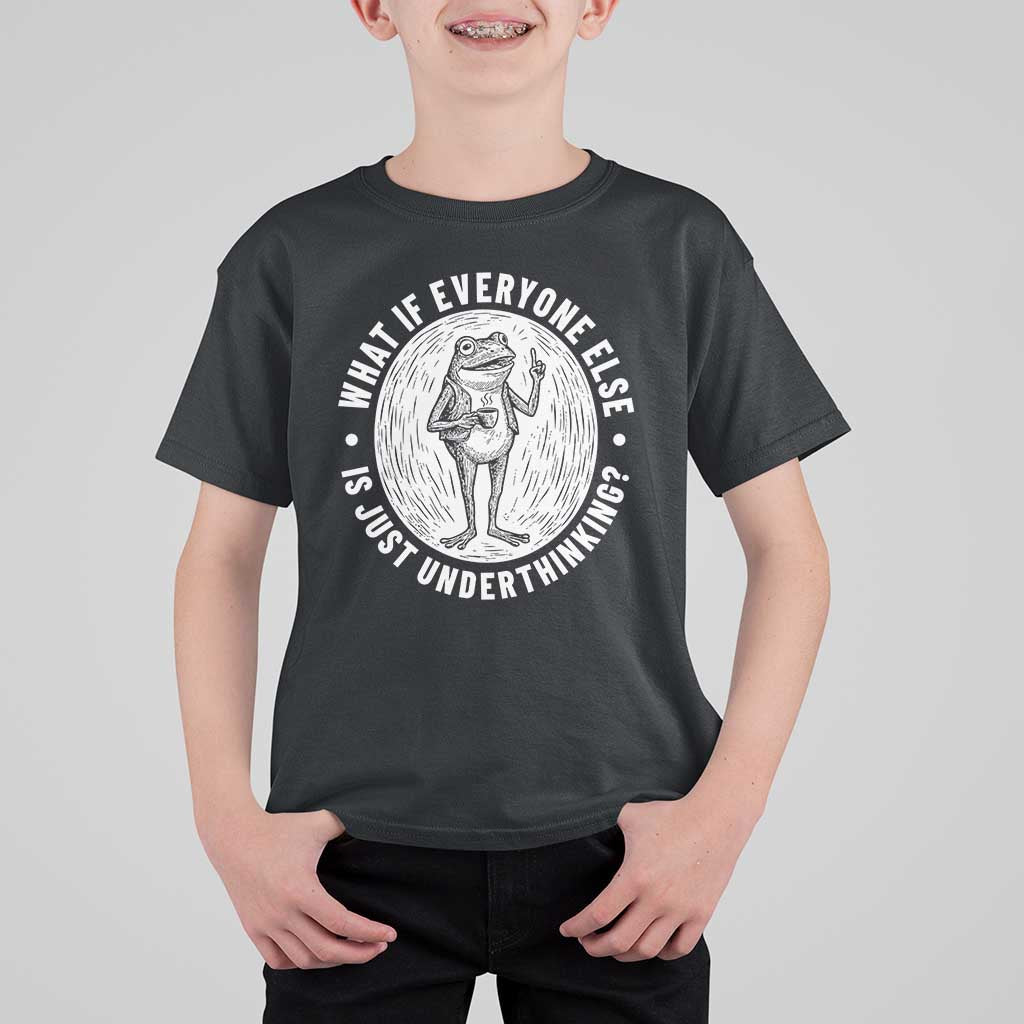 Funny Vintage Relaxed Frog Drinking Coffee Meme T Shirt For Kid Wish I Lacked Critical Thinking Skills You All Seem So Happy
