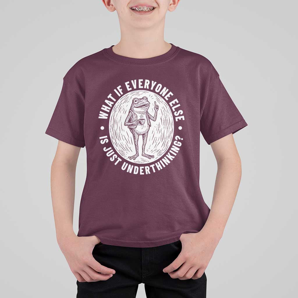Funny Vintage Relaxed Frog Drinking Coffee Meme T Shirt For Kid Wish I Lacked Critical Thinking Skills You All Seem So Happy