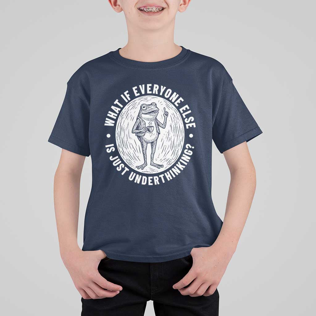 Funny Vintage Relaxed Frog Drinking Coffee Meme T Shirt For Kid Wish I Lacked Critical Thinking Skills You All Seem So Happy