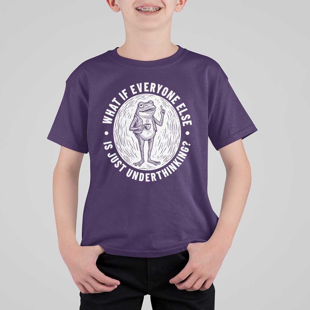 Funny Vintage Relaxed Frog Drinking Coffee Meme T Shirt For Kid Wish I Lacked Critical Thinking Skills You All Seem So Happy
