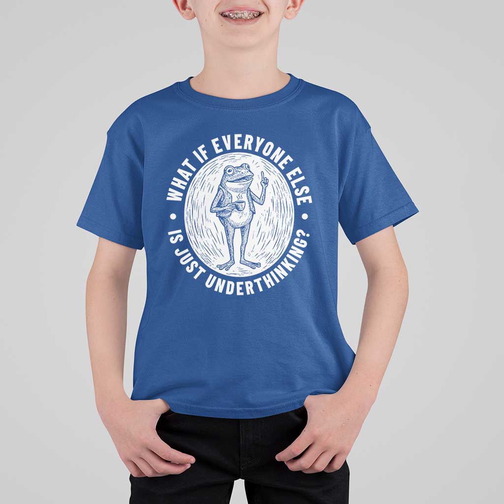 Funny Vintage Relaxed Frog Drinking Coffee Meme T Shirt For Kid Wish I Lacked Critical Thinking Skills You All Seem So Happy