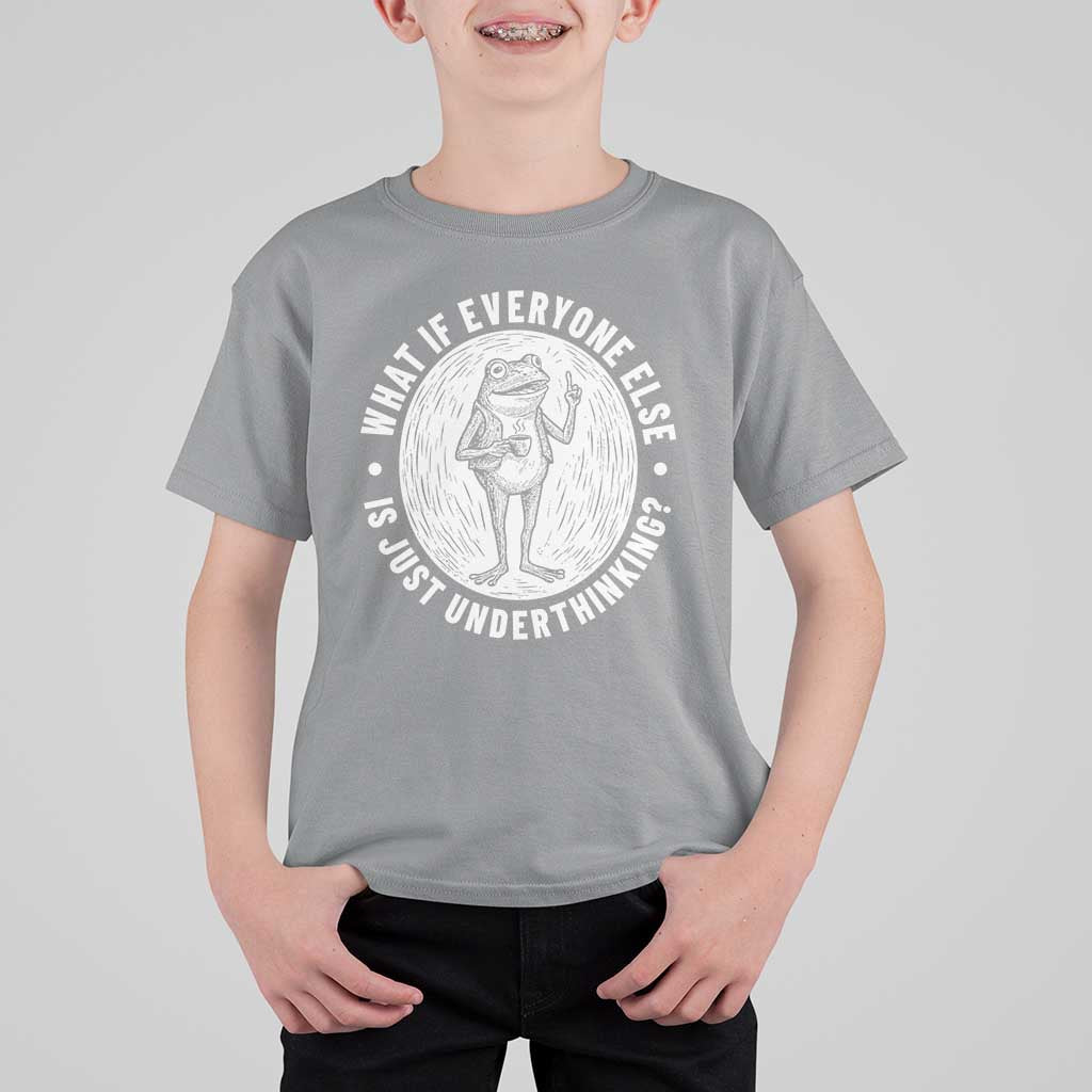 Funny Vintage Relaxed Frog Drinking Coffee Meme T Shirt For Kid Wish I Lacked Critical Thinking Skills You All Seem So Happy