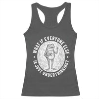 Funny Vintage Relaxed Frog Drinking Coffee Meme Racerback Tank Top Wish I Lacked Critical Thinking Skills You All Seem So Happy