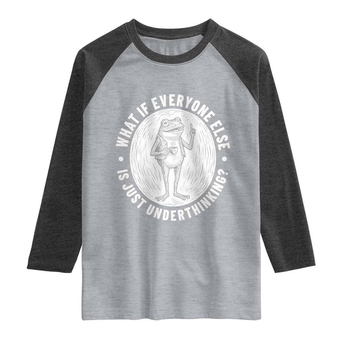Funny Vintage Relaxed Frog Drinking Coffee Meme Raglan Shirt Wish I Lacked Critical Thinking Skills You All Seem So Happy