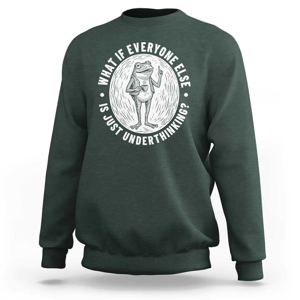 Funny Vintage Relaxed Frog Drinking Coffee Meme Sweatshirt Wish I Lacked Critical Thinking Skills You All Seem So Happy