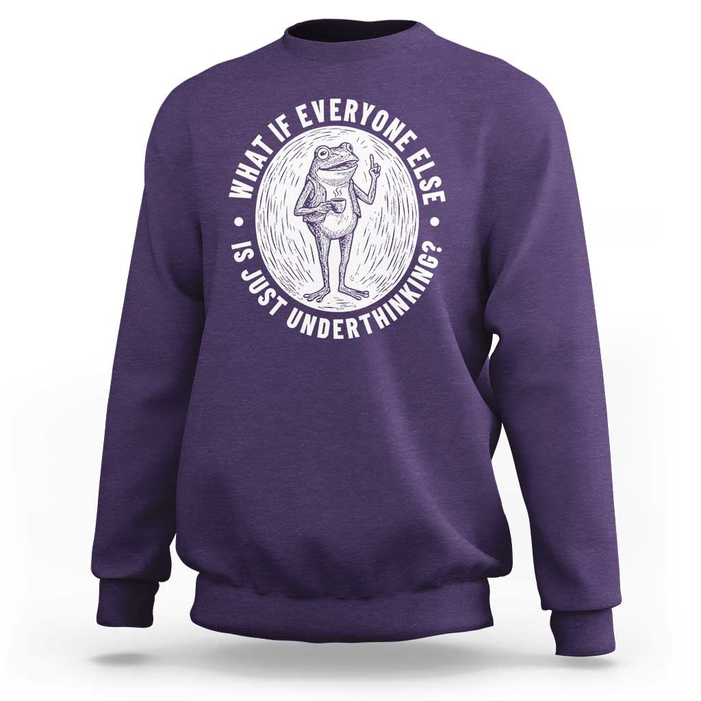 Funny Vintage Relaxed Frog Drinking Coffee Meme Sweatshirt Wish I Lacked Critical Thinking Skills You All Seem So Happy