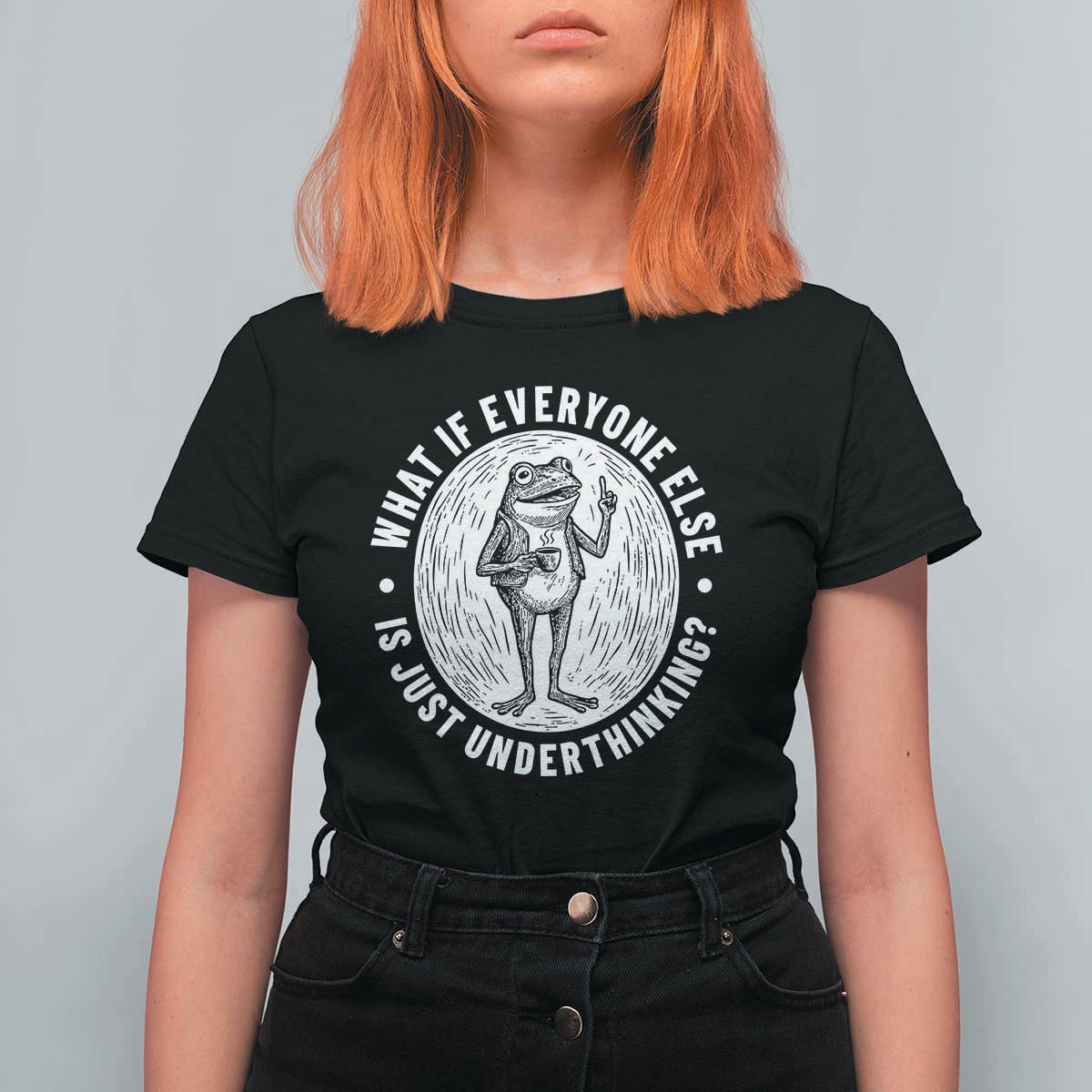 Funny Vintage Relaxed Frog Drinking Coffee Meme T Shirt For Women Wish I Lacked Critical Thinking Skills You All Seem So Happy