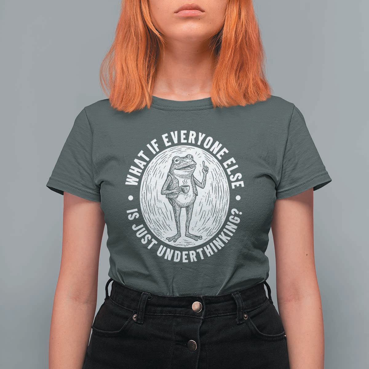 Funny Vintage Relaxed Frog Drinking Coffee Meme T Shirt For Women Wish I Lacked Critical Thinking Skills You All Seem So Happy