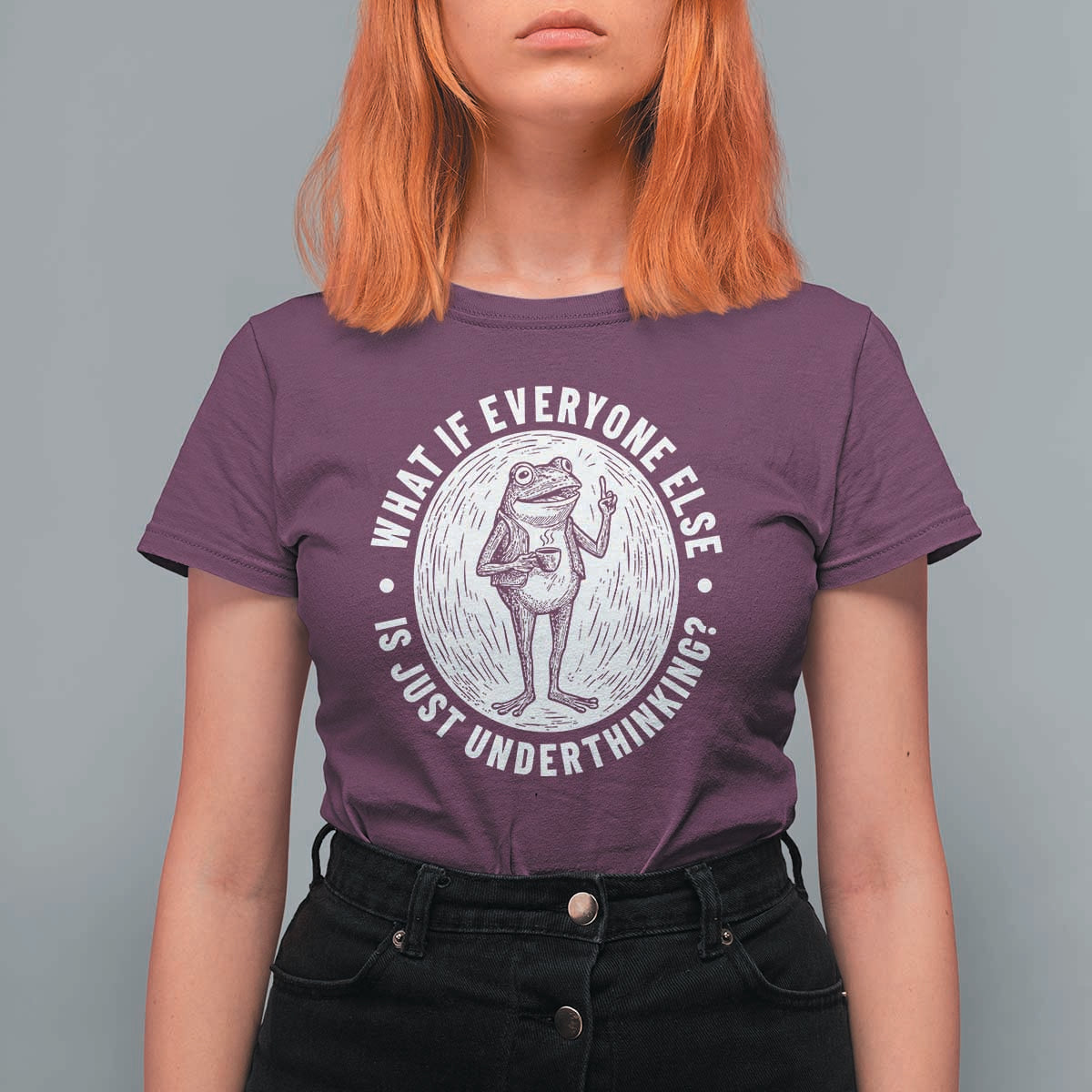 Funny Vintage Relaxed Frog Drinking Coffee Meme T Shirt For Women Wish I Lacked Critical Thinking Skills You All Seem So Happy