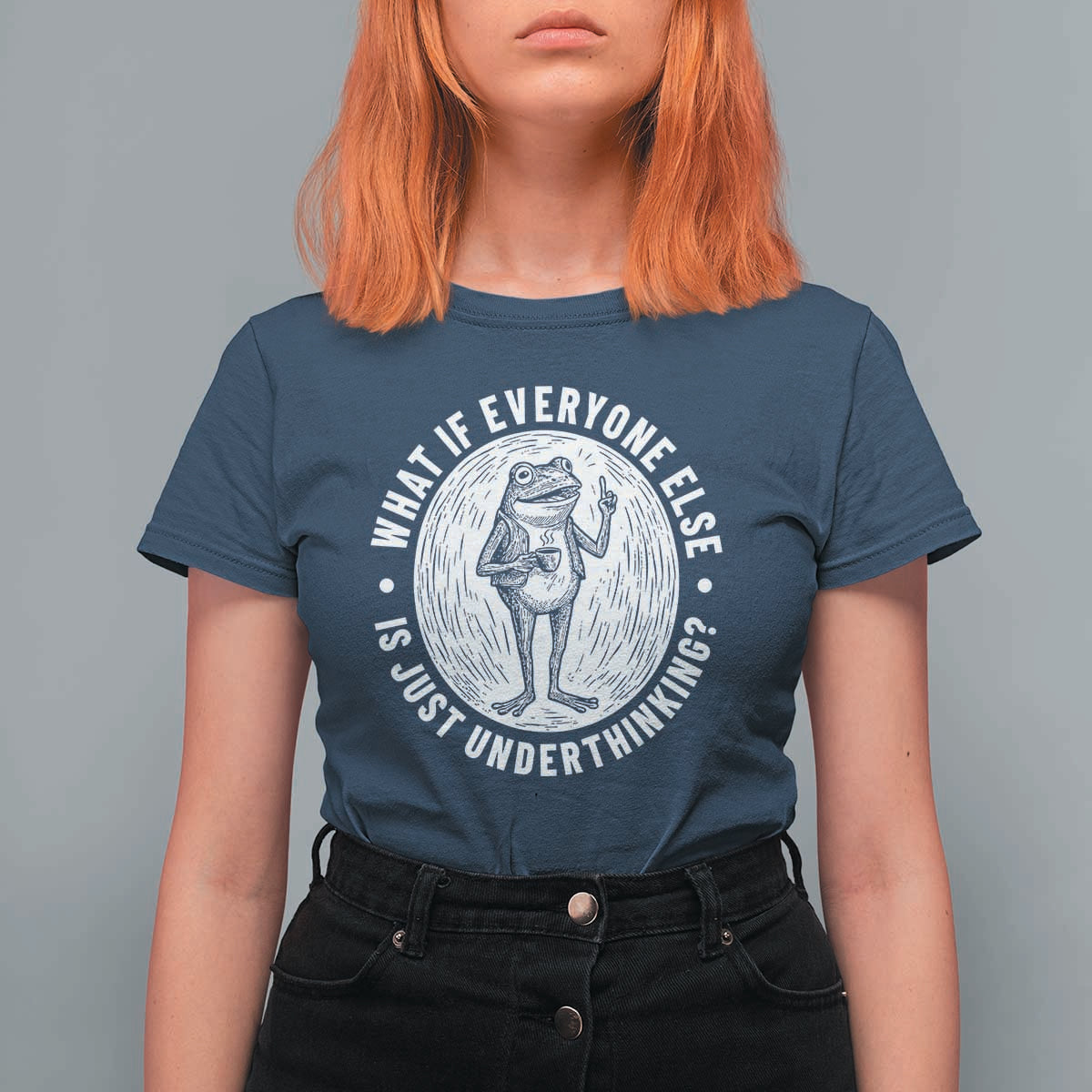 Funny Vintage Relaxed Frog Drinking Coffee Meme T Shirt For Women Wish I Lacked Critical Thinking Skills You All Seem So Happy