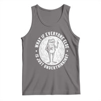 Funny Vintage Relaxed Frog Drinking Coffee Meme Tank Top Wish I Lacked Critical Thinking Skills You All Seem So Happy