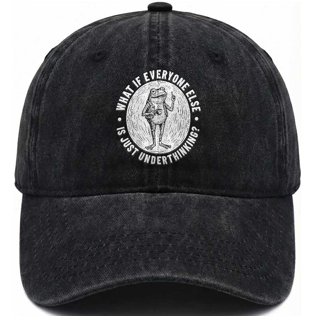 Funny Vintage Relaxed Frog Drinking Coffee Meme Washed Cotton Baseball Cap Wish I Lacked Critical Thinking Skills You All Seem So Happy