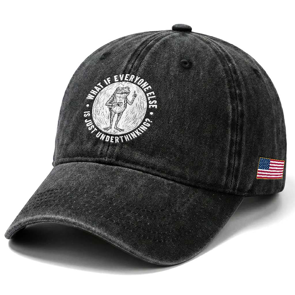 Funny Vintage Relaxed Frog Drinking Coffee Meme Washed Cotton Baseball Cap Wish I Lacked Critical Thinking Skills You All Seem So Happy