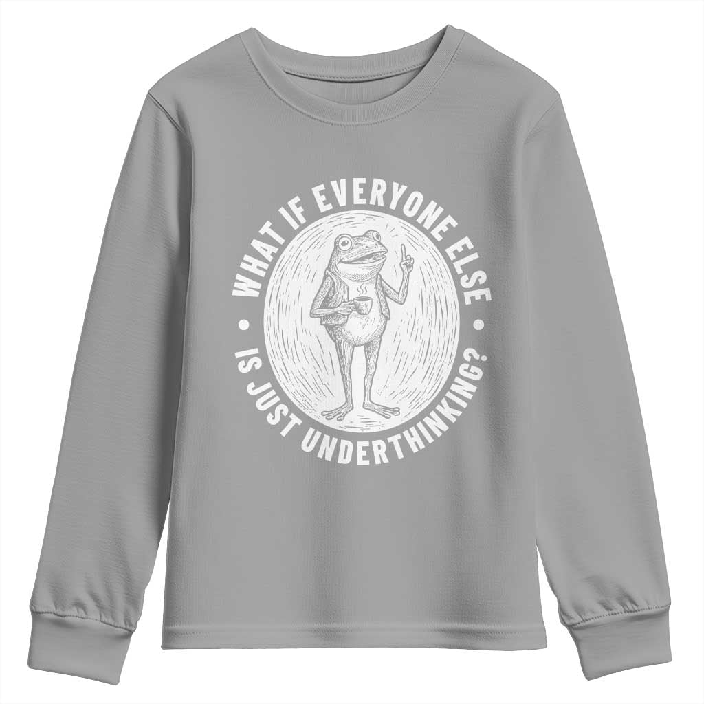 Funny Vintage Relaxed Frog Drinking Coffee Meme Youth Sweatshirt Wish I Lacked Critical Thinking Skills You All Seem So Happy