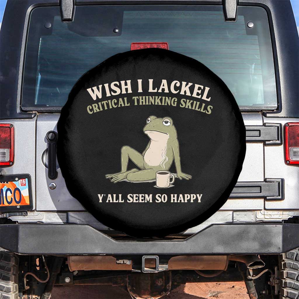 Funny Overthinking Frog Drinking Coffee Meme Spare Tire Cover What If Everyone Else Is Just Underthinking