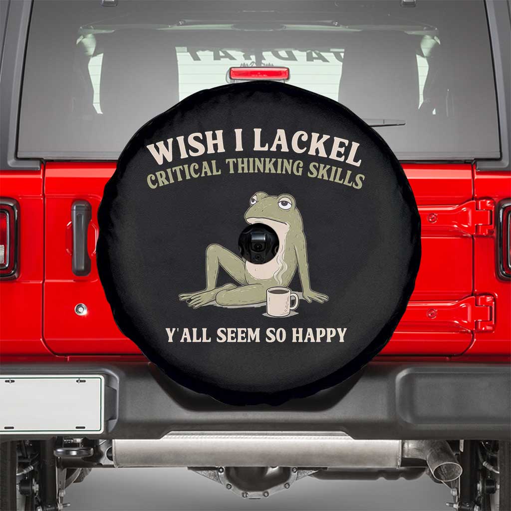 Funny Overthinking Frog Drinking Coffee Meme Spare Tire Cover What If Everyone Else Is Just Underthinking