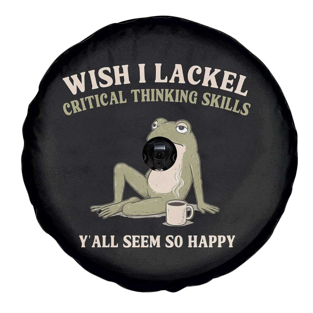 Funny Overthinking Frog Drinking Coffee Meme Spare Tire Cover What If Everyone Else Is Just Underthinking
