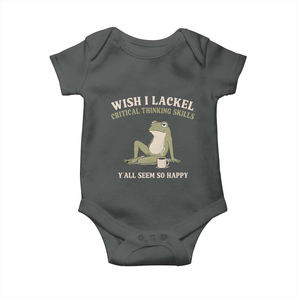 Funny Overthinking Frog Drinking Coffee Meme Baby Onesie What If Everyone Else Is Just Underthinking