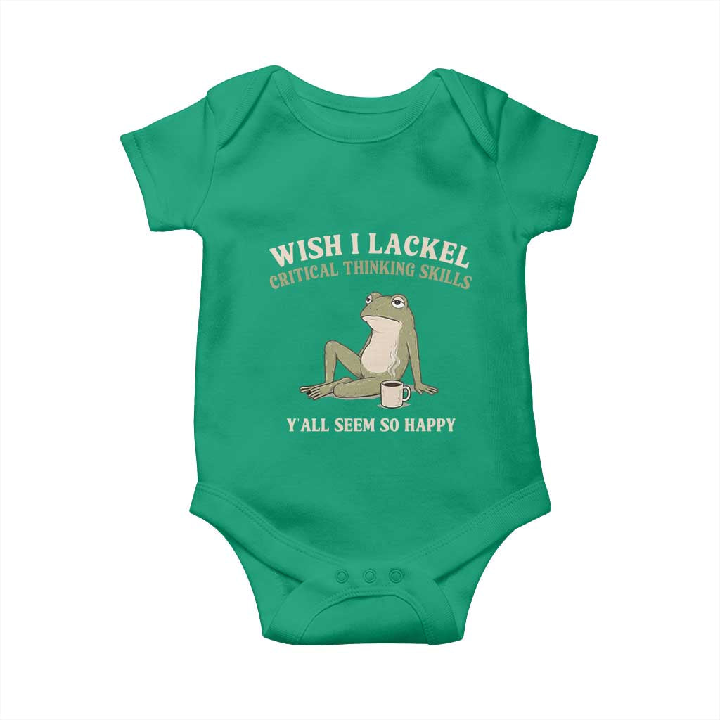 Funny Overthinking Frog Drinking Coffee Meme Baby Onesie What If Everyone Else Is Just Underthinking