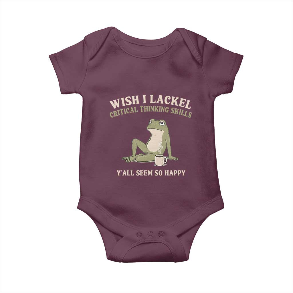 Funny Overthinking Frog Drinking Coffee Meme Baby Onesie What If Everyone Else Is Just Underthinking
