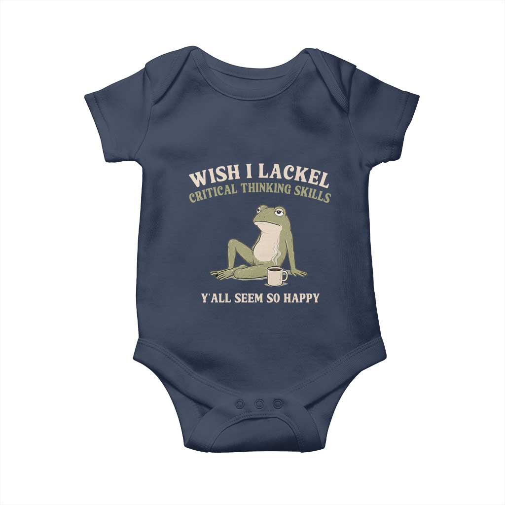 Funny Overthinking Frog Drinking Coffee Meme Baby Onesie What If Everyone Else Is Just Underthinking