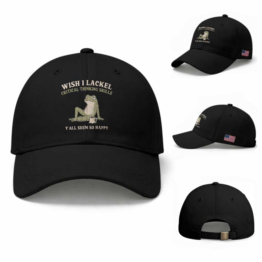 Funny Overthinking Frog Drinking Coffee Meme Baseball Cap What If Everyone Else Is Just Underthinking