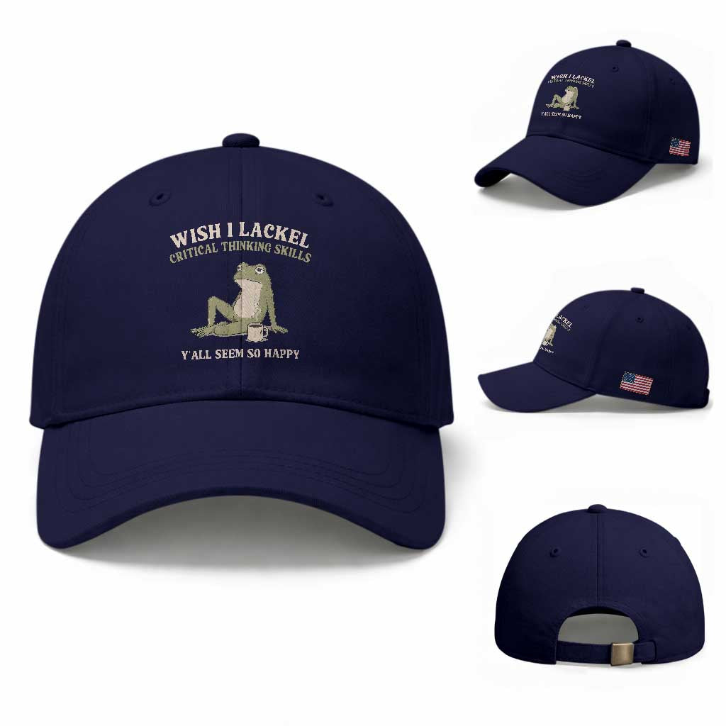 Funny Overthinking Frog Drinking Coffee Meme Baseball Cap What If Everyone Else Is Just Underthinking