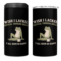 Funny Overthinking Frog Drinking Coffee Meme 4 in 1 Can Cooler Tumbler What If Everyone Else Is Just Underthinking
