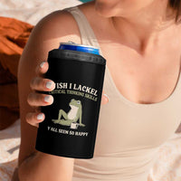Funny Overthinking Frog Drinking Coffee Meme 4 in 1 Can Cooler Tumbler What If Everyone Else Is Just Underthinking
