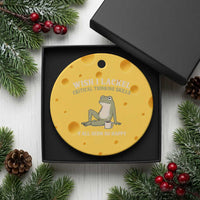 Funny Overthinking Frog Drinking Coffee Meme Ceramic Ornament What If Everyone Else Is Just Underthinking