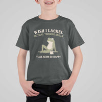 Funny Overthinking Frog Drinking Coffee Meme T Shirt For Kid What If Everyone Else Is Just Underthinking