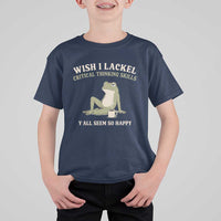 Funny Overthinking Frog Drinking Coffee Meme T Shirt For Kid What If Everyone Else Is Just Underthinking
