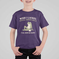 Funny Overthinking Frog Drinking Coffee Meme T Shirt For Kid What If Everyone Else Is Just Underthinking