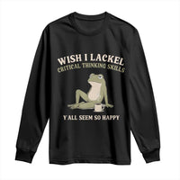 Funny Overthinking Frog Drinking Coffee Meme Long Sleeve Shirt What If Everyone Else Is Just Underthinking