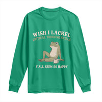 Funny Overthinking Frog Drinking Coffee Meme Long Sleeve Shirt What If Everyone Else Is Just Underthinking