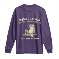 Funny Overthinking Frog Drinking Coffee Meme Long Sleeve Shirt What If Everyone Else Is Just Underthinking