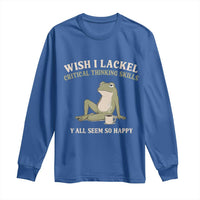Funny Overthinking Frog Drinking Coffee Meme Long Sleeve Shirt What If Everyone Else Is Just Underthinking