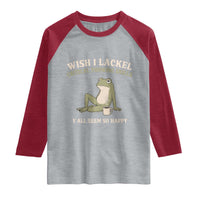 Funny Overthinking Frog Drinking Coffee Meme Raglan Shirt What If Everyone Else Is Just Underthinking