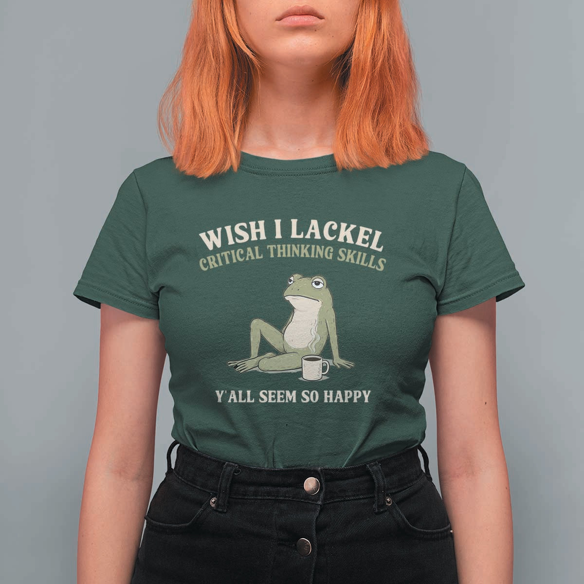 Funny Overthinking Frog Drinking Coffee Meme T Shirt For Women What If Everyone Else Is Just Underthinking