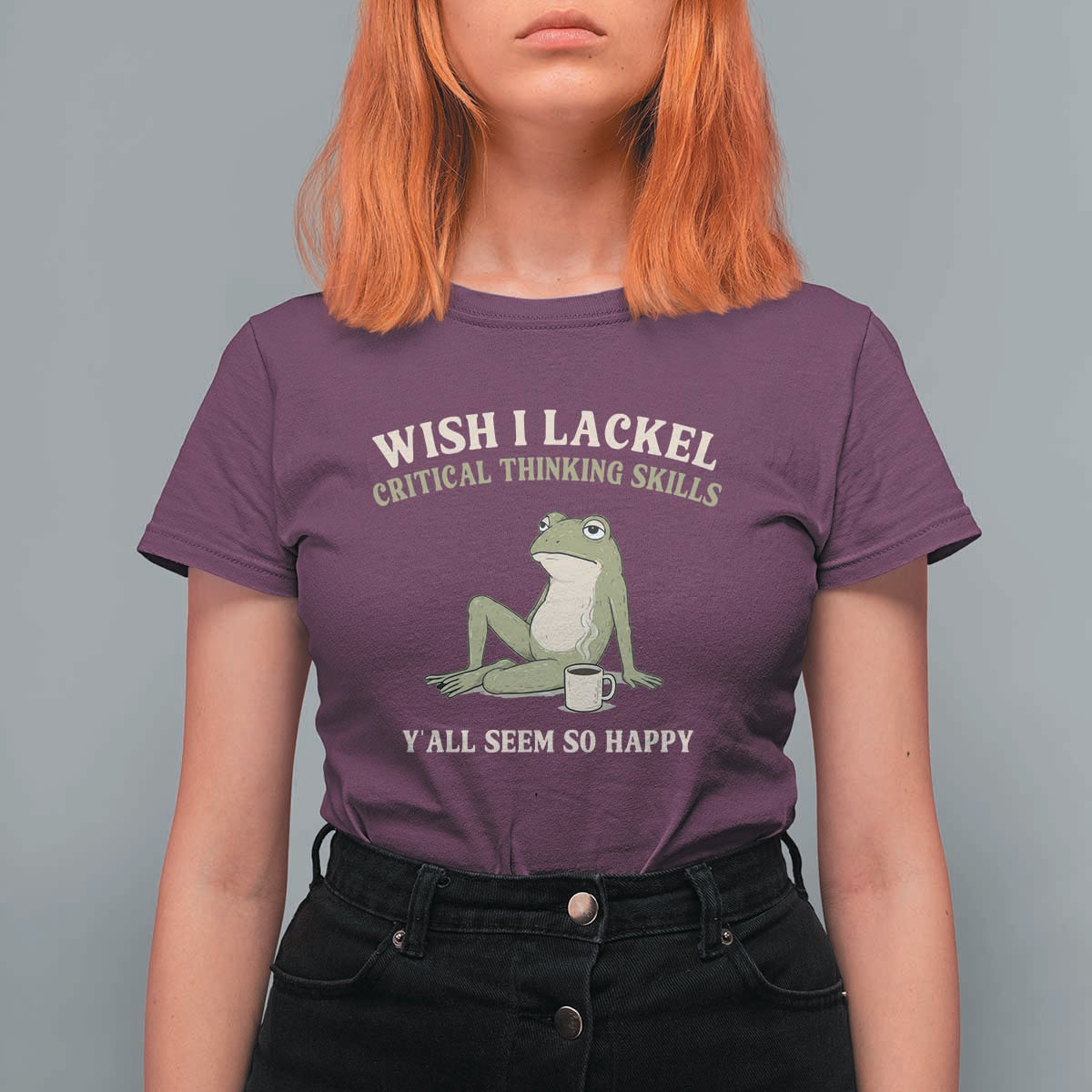 Funny Overthinking Frog Drinking Coffee Meme T Shirt For Women What If Everyone Else Is Just Underthinking