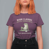 Funny Overthinking Frog Drinking Coffee Meme T Shirt For Women What If Everyone Else Is Just Underthinking